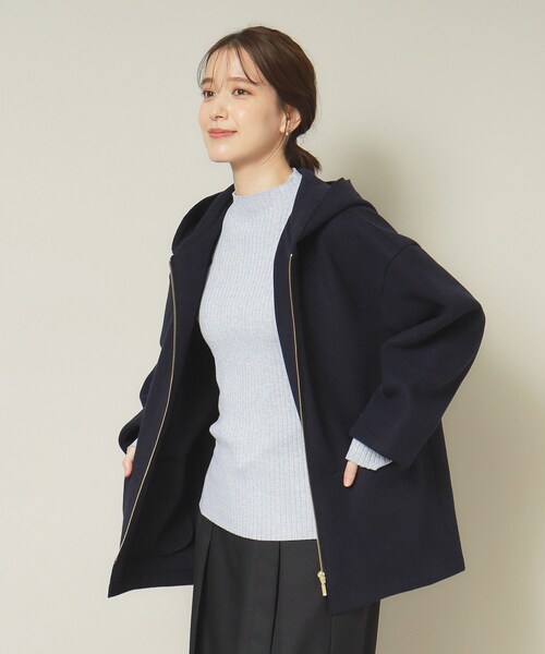 ITS'DEMO（イッツデモ）の「◆【ジャージー素材／ストレッチ性あり】裏リブミディ丈フードコート（その他アウター・レディース・グレー/アイボリー/ブラウン系/ネイビー・00）」の18枚目の写真