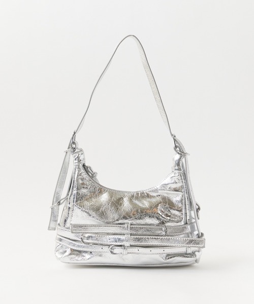 Chick(チック)の「Belted Shoulder Bag / ベルトデザインショルダーバッグ(ショルダーバッグ・レディース・ブラック/アイボリー/レッド/シルバー・FREE)」の1枚目の写真