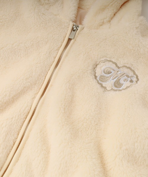 URBAN CHERRY（アーバンチェリー）の「【Mielボアシリーズ】ハート刺繍くま耳フード付きジップジャケット（ブルゾン・キッズ・ピンク/ブラウン/アイボリー・110cm/120cm/130cm/140cm/150cm）」の10枚目の写真