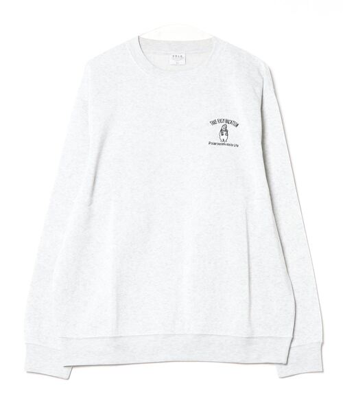 FUNALIVE（ファンアライブ）の「ワンポイント刺繍裏起毛トレーナー（スウェット・メンズ・ブラック/スモークピンク/ブラック系その他2/ブラック系その他3/グレー/ホワイト系その他2/ネイビー/スミクロ/ホワイト/ブルーパープル/ホワイト系その他3/ダークネイビー/モカ/ブラック系その他4/ホワイト系その他4/ブルー/ブラック系その他6/ブラック系その他5/ネイビー系/ライトブラウン/ホワイト系その他5/ホワイト系その他6/サックスブルー/ピンク系その他/ブラック系その他7/ネイビー系1/杢グレー/ブラウン系/オフホワイト/ネイビー系2/ブラック系1/エメラルド/ブラック系3/バーガンディー/ホワイト系4/ダークグリーン系1/ダークグリーン系2/ブラック系2/ブラック系4/ブラック系その他/ホワイト系3/グレイッシュベージュ/グレー系2/ホワイト系その他7/ブラック系5/ホワイト系1/ブラック系6/グレー系4/ホワイト系2/ブラック系7/ブラック系8/ブラック系9/ピンク系3/ピンク系4/ベージュ系1・M/L/LL）」の2枚目の写真