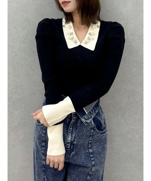 dazzlin（ダズリン）の「オーナメントカラーリブトップス（ニット/セーター・レディース・ピンク/その他1/オフホワイト・FREE）」の20枚目の写真