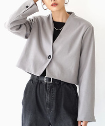 e-zakkamania stores（イーザッカマニアストアーズ）の「ノーカラーショートジャケット（ノーカラージャケット）」