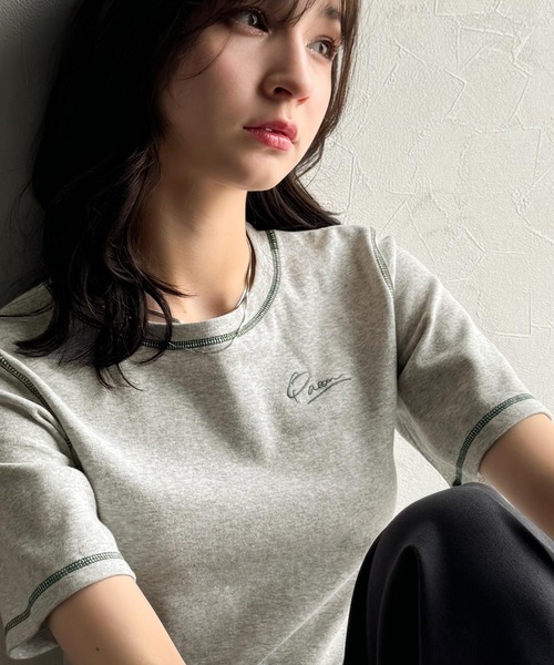 PAEAN刺繍配色 стрит‑чибиT футболка (половина рукава)