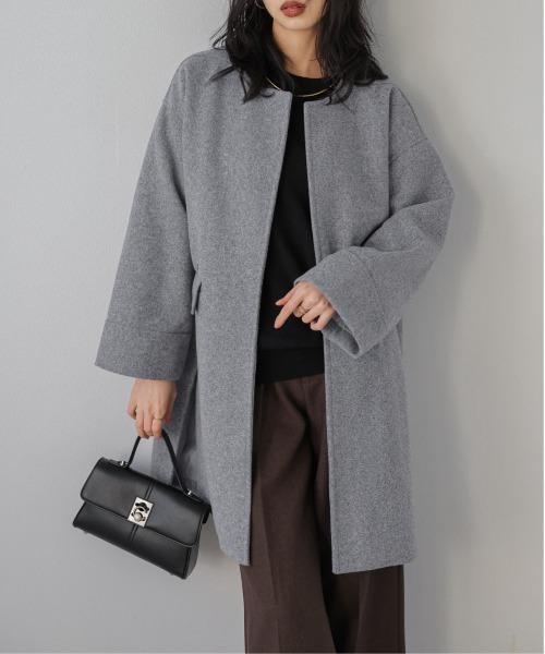 Lajour(ラジュール)の「ノーカラーウールライクコート(ノーカラーコート・レディース・オートミール/ブラウン/ブラック/グレー・フリー)」の3枚目の写真
