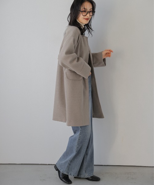 Lajour(ラジュール)の「ノーカラーウールライクコート(ノーカラーコート・レディース・オートミール/ブラウン/ブラック/グレー・フリー)」の22枚目の写真