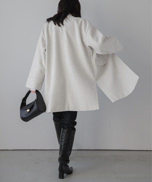 Lajour(ラジュール)の「ノーカラーウールライクコート(ノーカラーコート・レディース・オートミール/ブラウン/ブラック/グレー・フリー)」の19枚目の写真