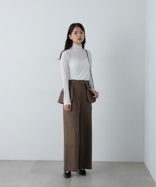 N.(N. Natural Beauty Basic)(エヌエヌナチュラルビューティーベーシック)の「リブシアーカットソー(Tシャツ/カットソー・レディース・オフホワイト/チャコールグレー/ブルー・MEDIUM)」の5枚目の写真