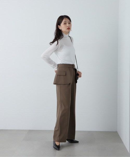 N.(N. Natural Beauty Basic)(エヌエヌナチュラルビューティーベーシック)の「リブシアーカットソー(Tシャツ/カットソー・レディース・オフホワイト/チャコールグレー/ブルー・MEDIUM)」の6枚目の写真