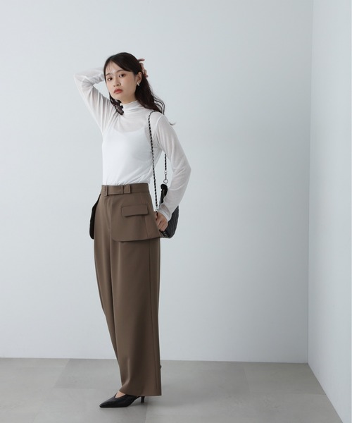 N.(N. Natural Beauty Basic)(エヌエヌナチュラルビューティーベーシック)の「リブシアーカットソー(Tシャツ/カットソー・レディース・オフホワイト/チャコールグレー/ブルー・MEDIUM)」の7枚目の写真