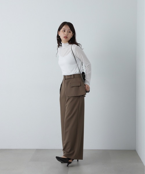 N.(N. Natural Beauty Basic)(エヌエヌナチュラルビューティーベーシック)の「リブシアーカットソー(Tシャツ/カットソー・レディース・オフホワイト/チャコールグレー/ブルー・MEDIUM)」の8枚目の写真