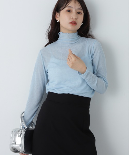 N.(N. Natural Beauty Basic)(エヌエヌナチュラルビューティーベーシック)の「リブシアーカットソー(Tシャツ/カットソー・レディース・オフホワイト/チャコールグレー/ブルー・MEDIUM)」の16枚目の写真