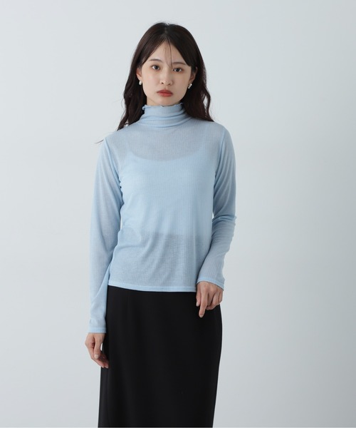 N.(N. Natural Beauty Basic)(エヌエヌナチュラルビューティーベーシック)の「リブシアーカットソー(Tシャツ/カットソー・レディース・オフホワイト/チャコールグレー/ブルー・MEDIUM)」の19枚目の写真