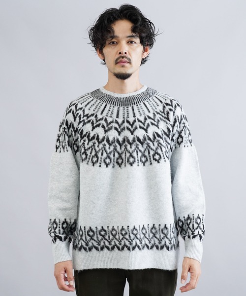 jiggys shop（ジギーズショップ）の「モヘアタッチノルディック求心柄モックネックニットセーター（ニット/セーター・メンズ・グレー/ブラック/ブルー系その他・MEDIUM/LARGE/X-LARGE）」の15枚目の写真
