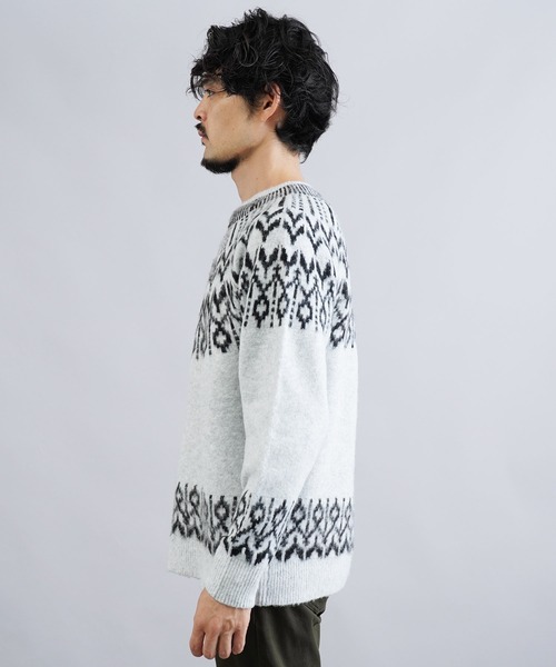 jiggys shop（ジギーズショップ）の「モヘアタッチノルディック求心柄モックネックニットセーター（ニット/セーター・メンズ・グレー/ブラック/ブルー系その他・MEDIUM/LARGE/X-LARGE）」の14枚目の写真