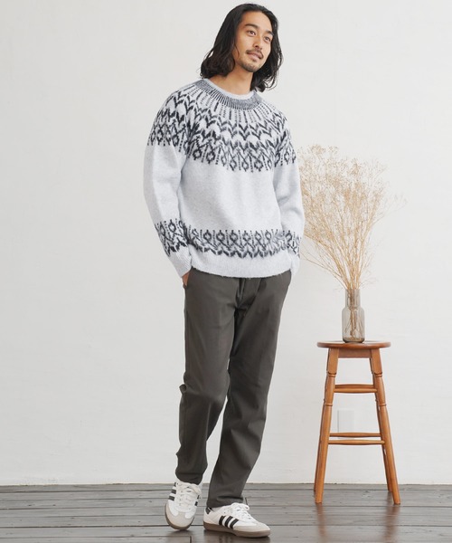 jiggys shop（ジギーズショップ）の「モヘアタッチノルディック求心柄モックネックニットセーター（ニット/セーター・メンズ・グレー/ブラック/ブルー系その他・MEDIUM/LARGE/X-LARGE）」の18枚目の写真