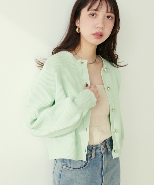 natural couture（ナチュラルクチュール）の「【ZOZO限定】ころりん釦片畦ポリニットカーディガン（カーディガン/ボレロ・レディース・アイボリー/ピンクベージュ/グレイッシュベージュ/チャコールグレー/ミント・FREE）」の22枚目の写真
