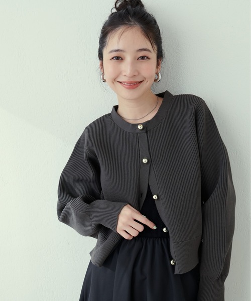 ZOZO限定】ころりん釦片畦ポリニットカーディガン（カーディガン