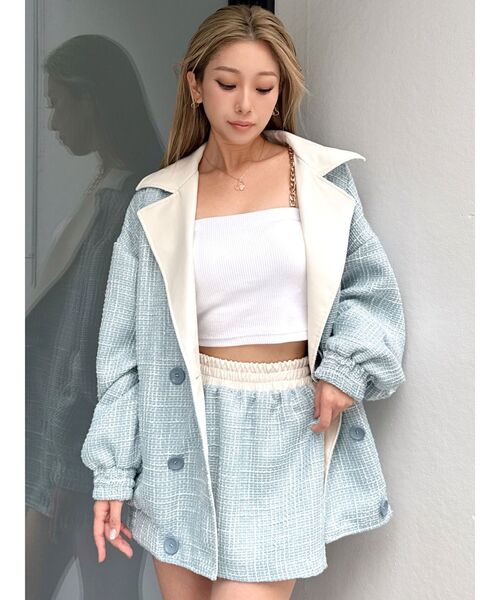 GYDA（ジェイダ）の「ツイード異素材スカートライクショートパンツ【SETUP着用可】（スカート・レディース・スカイブルー/ブラック/アイボリー・FREE）」の9枚目の写真