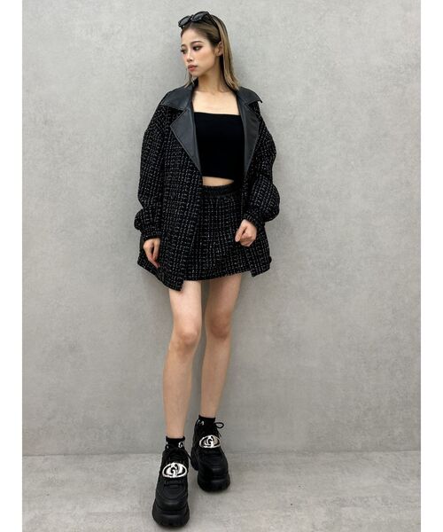 GYDA（ジェイダ）の「ツイード異素材スカートライクショートパンツ【SETUP着用可】（スカート・レディース・スカイブルー/ブラック/アイボリー・FREE）」の17枚目の写真