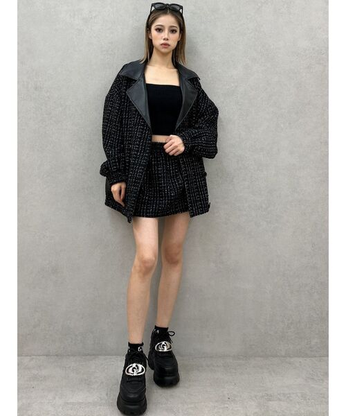 GYDA（ジェイダ）の「ツイード異素材スカートライクショートパンツ【SETUP着用可】（スカート・レディース・スカイブルー/ブラック/アイボリー・FREE）」の18枚目の写真