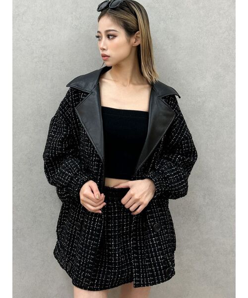 GYDA（ジェイダ）の「ツイード異素材スカートライクショートパンツ【SETUP着用可】（スカート・レディース・スカイブルー/ブラック/アイボリー・FREE）」の19枚目の写真