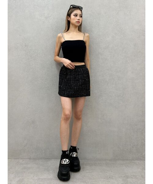 GYDA（ジェイダ）の「ツイード異素材スカートライクショートパンツ【SETUP着用可】（スカート・レディース・スカイブルー/ブラック/アイボリー・FREE）」の21枚目の写真