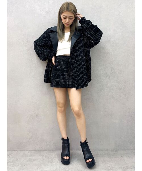 GYDA（ジェイダ）の「ツイード異素材スカートライクショートパンツ【SETUP着用可】（スカート・レディース・スカイブルー/ブラック/アイボリー・FREE）」の22枚目の写真