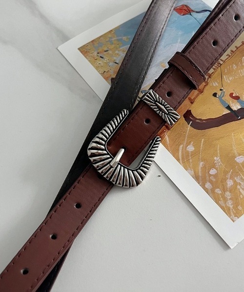 美品⭐︎ ヴィンテージ　レザーベルト　本革　ベージュ　ウエスタン レザーベルト 革ベルト ウエスタンベルト カチーナ