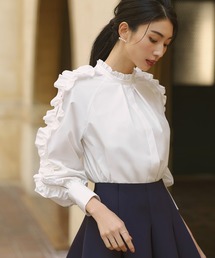 はしごレースブラウス　オフ白 はしごレースドビーブラウス