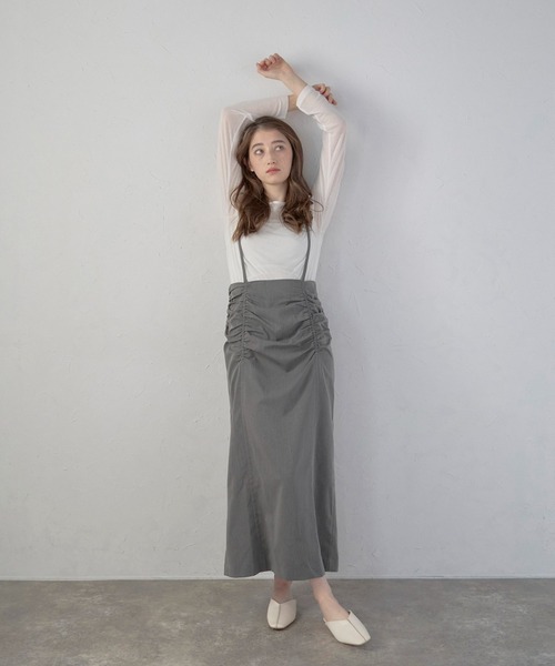 セール】【MINERTE】shirring suspender skirt / シャーリング