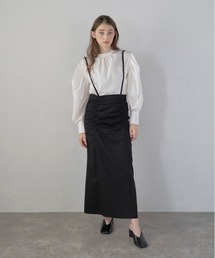 【MINERTE】shirring suspender skirt / シャーリングサスペンダースカート