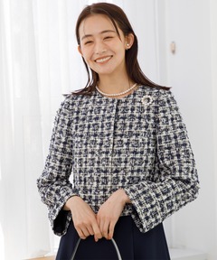 【chaco×formforma】【新作】チャック柄 ミックスツイードジャケット/卒業式ジャケット/入学式ジャケット