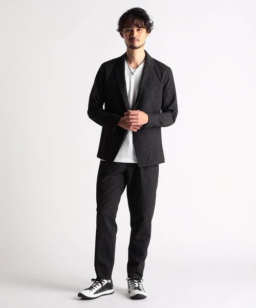 3Dメッシュ ナローラペルデザインジャケット（セットアップ