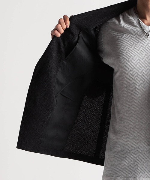 【高級レーヨン仕様】　クロノス ブラック　ノーカラー ジャケット XXL 高級レーヨン仕様】 クロノス ブラック ノーカラー ジャケット