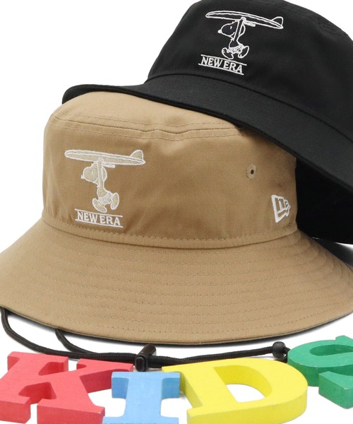 NEW ERA（ニューエラ）の「ニューエラキッズ アドベンチャーハット サンシェード PEANUTSスヌーピーコラボ（ハット・キッズ・ブラック/ベージュ・L/XL/M/L/S/M）」の2枚目の写真