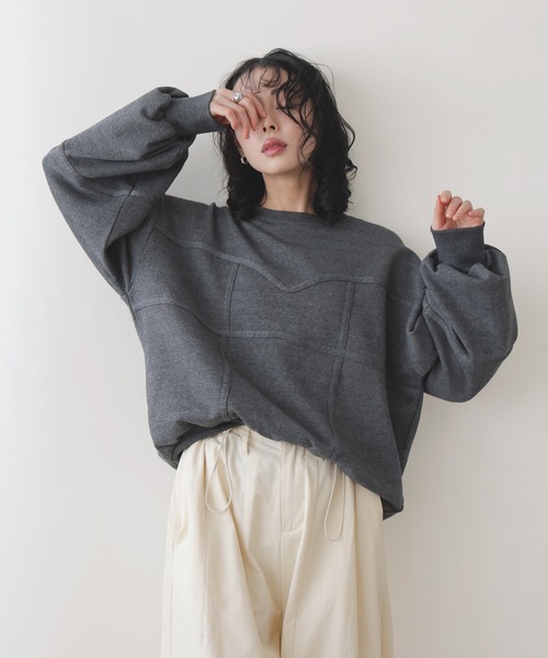 LIAN（リアン）の「コルセットラインスウェットプルオーバー（スウェット・レディース・オートミール/ブラック/チャコールグレー/ブルー・FREE）」の12枚目の写真