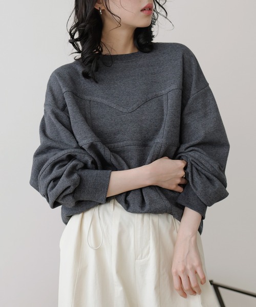 LIAN（リアン）の「コルセットラインスウェットプルオーバー（スウェット・レディース・オートミール/ブラック/チャコールグレー/ブルー・FREE）」の13枚目の写真