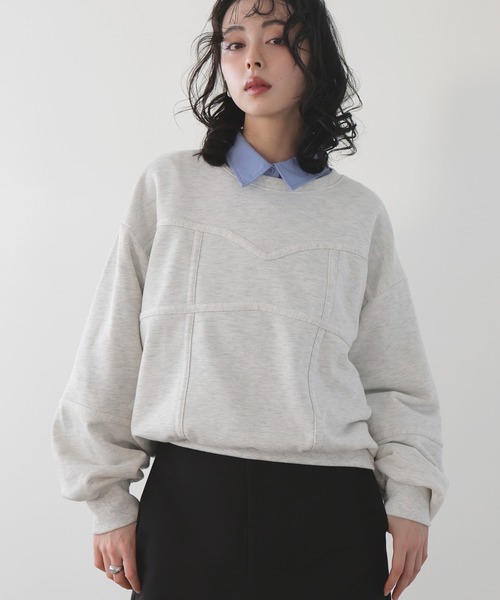 LIAN（リアン）の「コルセットラインスウェットプルオーバー（スウェット・レディース・オートミール/ブラック/チャコールグレー/ブルー・FREE）」の5枚目の写真