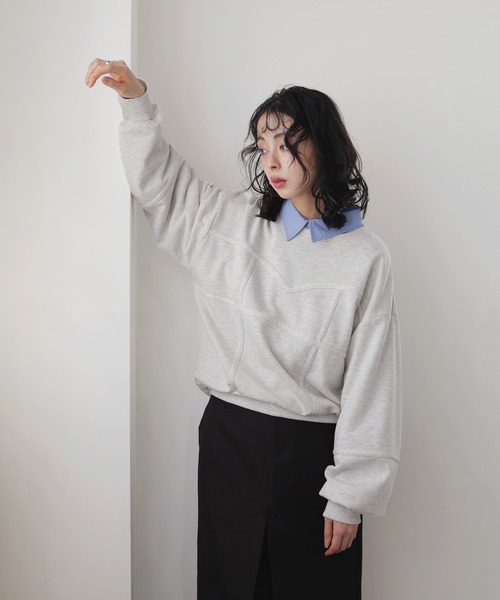 LIAN（リアン）の「コルセットラインスウェットプルオーバー（スウェット・レディース・オートミール/ブラック/チャコールグレー/ブルー・FREE）」の6枚目の写真