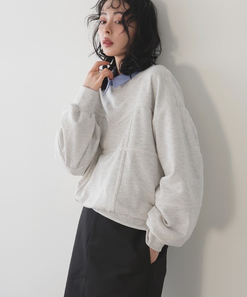 LIAN（リアン）の「コルセットラインスウェットプルオーバー（スウェット・レディース・オートミール/ブラック/チャコールグレー/ブルー・FREE）」の7枚目の写真