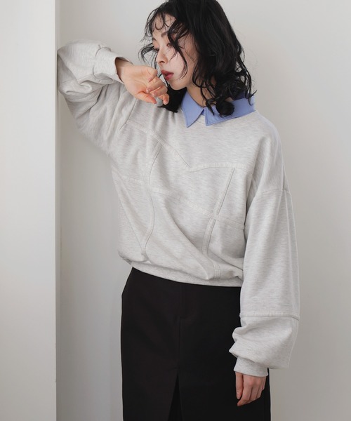 LIAN（リアン）の「コルセットラインスウェットプルオーバー（スウェット・レディース・オートミール/ブラック/チャコールグレー/ブルー・FREE）」の11枚目の写真