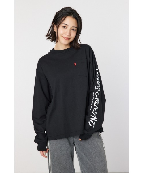 RODEO CROWNS WIDE BOWL(ロデオクラウンズワイドボウル)の「BACK刺繍ロングTシャツ(Tシャツ/カットソー・レディース・ライトピンク/ブラック/オフホワイト/サックスブルー・FREE)」の2枚目の写真