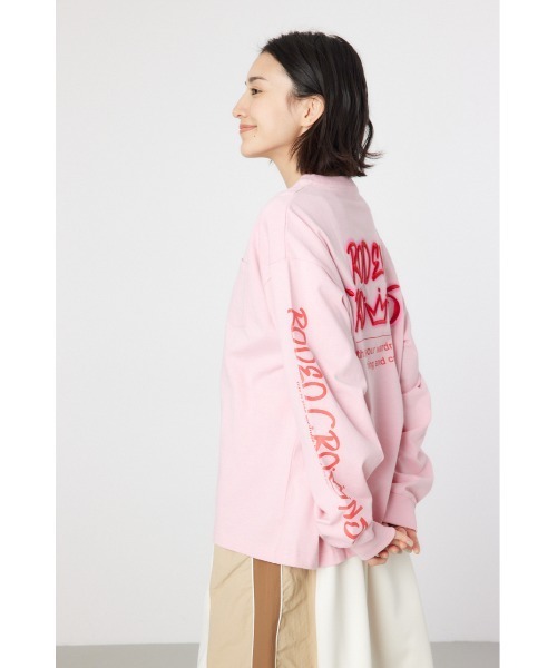 RODEO CROWNS WIDE BOWL(ロデオクラウンズワイドボウル)の「BACK刺繍ロングTシャツ(Tシャツ/カットソー・レディース・ライトピンク/ブラック/オフホワイト/サックスブルー・FREE)」の11枚目の写真