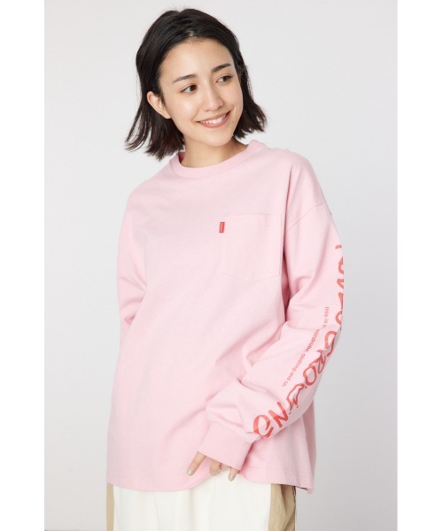 RODEO CROWNS WIDE BOWL(ロデオクラウンズワイドボウル)の「BACK刺繍ロングTシャツ(Tシャツ/カットソー・レディース・ライトピンク/ブラック/オフホワイト/サックスブルー・FREE)」の9枚目の写真