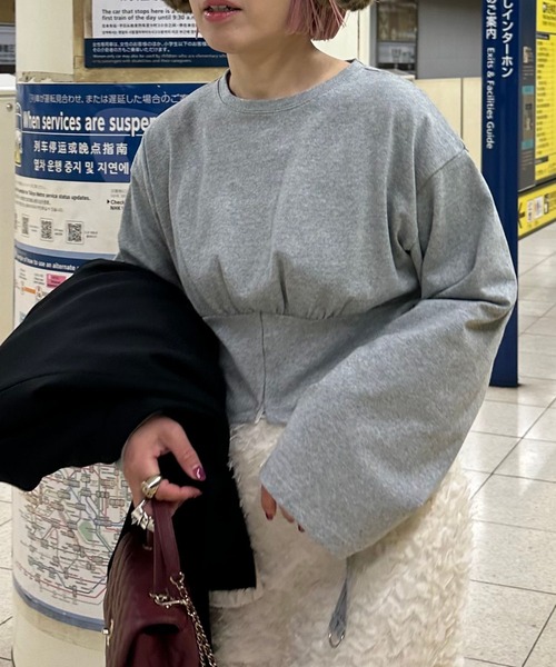 Alley Tokyo（アリートーキョー）の「コルセット裾ぴろんロンT（Tシャツ/カットソー・レディース・グレー/オフホワイト・FREE）」の3枚目の写真