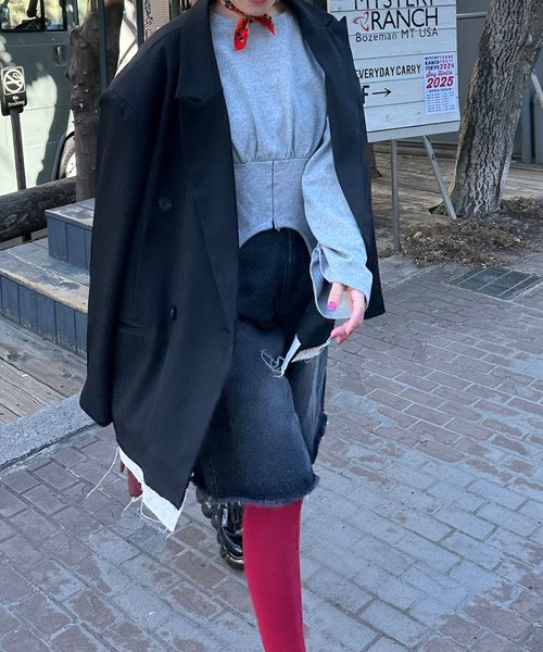 Alley Tokyo（アリートーキョー）の「コルセット裾ぴろんロンT（Tシャツ/カットソー・レディース・グレー/オフホワイト・FREE）」の17枚目の写真