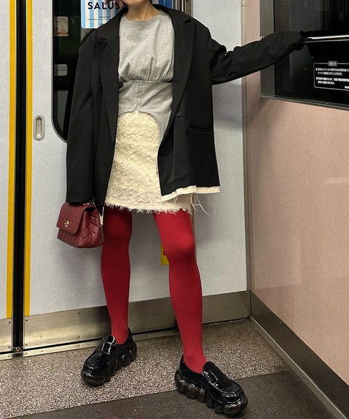 Alley Tokyo（アリートーキョー）の「コルセット裾ぴろんロンT（Tシャツ/カットソー・レディース・グレー/オフホワイト・FREE）」の22枚目の写真