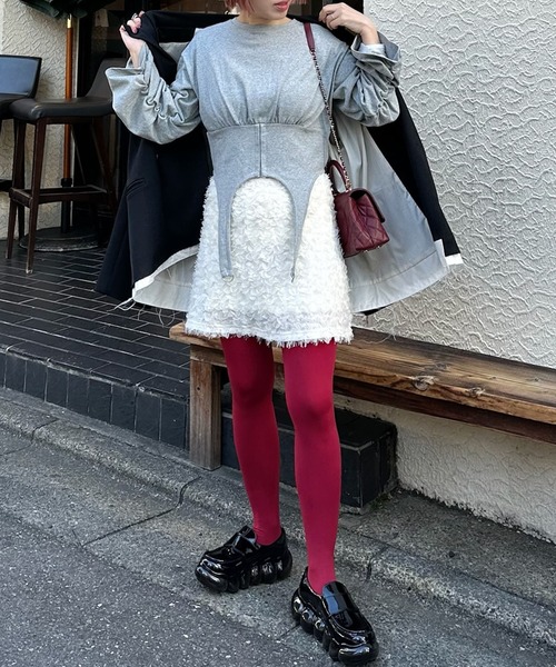 Alley Tokyo（アリートーキョー）の「コルセット裾ぴろんロンT（Tシャツ/カットソー・レディース・グレー/オフホワイト・FREE）」の14枚目の写真