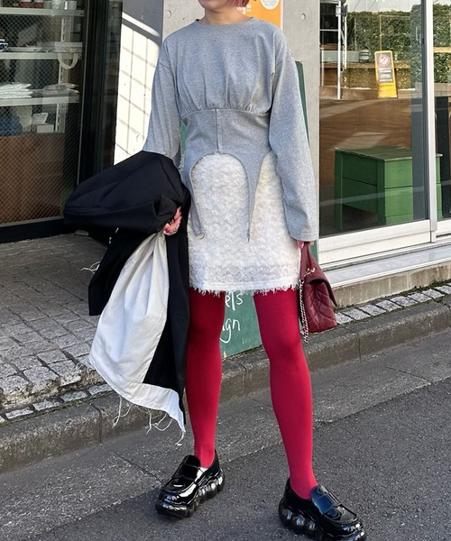 Alley Tokyo（アリートーキョー）の「コルセット裾ぴろんロンT（Tシャツ/カットソー・レディース・グレー/オフホワイト・FREE）」の10枚目の写真