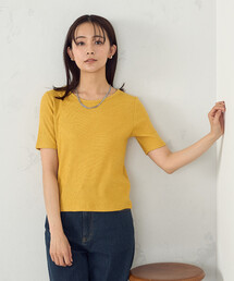 【アンサンブル対応】クロップド丈 リブTシャツ